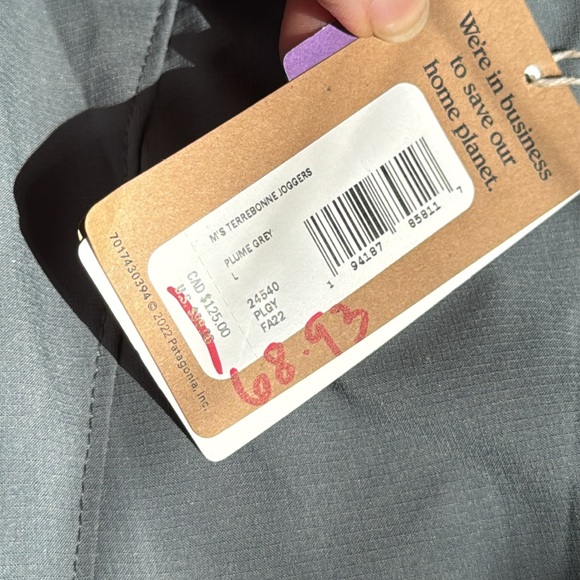 NWT Patagonia Men’s Terrebonne Joggers - Plume Grey - Picture 6 of 6